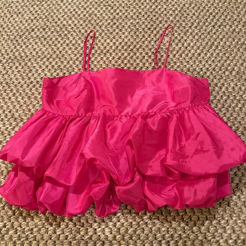 A new day Target magenta bubble ruffle pink tiered blouse women’s size XL - Picture 5 of 8